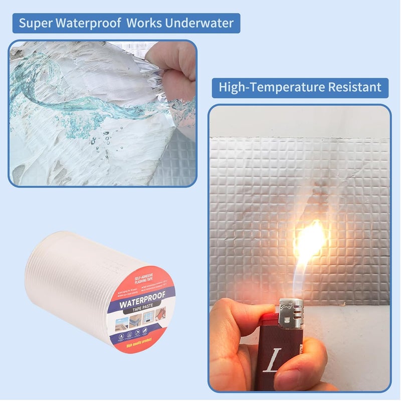 LFGUD 8" W X 32.8'L Waterproof Tape for Leaks Aluminum Butyl Tape with Adhesive for RV Repair, Glass Repairs, Air Mattress Patch, Window Caulking, Boat Sealing, Roof Patching - Image 5